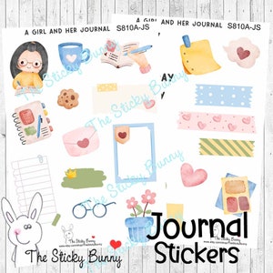 Una ragazza e il suo journal - Adesivi per Planners, Bullet Journals, Diari, Agende Creative, Scrapbooking & Altro (S810JS)