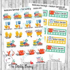 Benvenuta Primavera! - Giardinaggio & Habit Trackers Annaffia il Giardino - Adesivi per Diari, Agende, Hobonichi (S688A+E-MS)