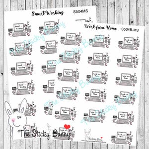 Smart Working - Lavoro da Casa - Adesivi per Planners, Diari, Agende, Hobonichi (S504MS)