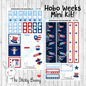 Fête de l'indépendance - Kit hobo de 2 pages - Planificateur d'autocollants pour les semaines Hobonichi (S517HK)