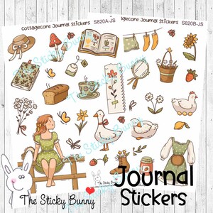 Cottagecore - Adesivi per Planners, Bullet Journals, Diari, Agende Creative, Scrapbooking & Altro (S820JS)