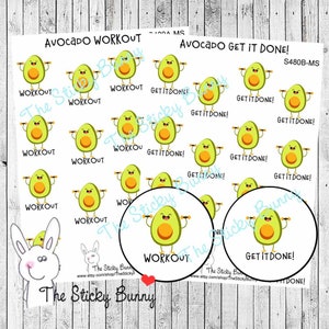 Avocado Allenamento o Get It Done! - Adesivi per Planners, Diari, Agende, Hobonichi (S480MS)