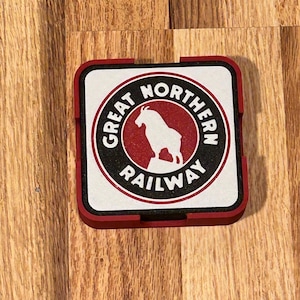 Great Northern Railroad Coaster, set of 4 with Holder.
