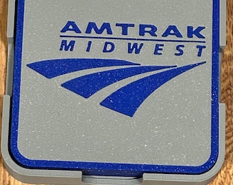 Amtrak Midwest Railroad Coaster set of 4 with Holder.