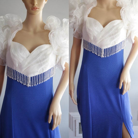 SALE Jaw Dropping 80s/90s Electric Blue Ruffled P