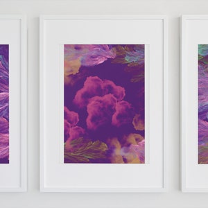 Conjunto de arte de pared púrpura de 3 piezas, imprimible
