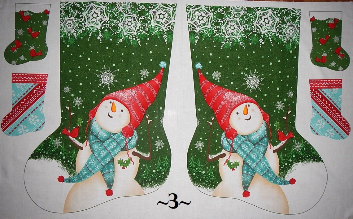 FOUR OPTIONS Christmas Stockings Panel Fabric Santa Snowman Etsy