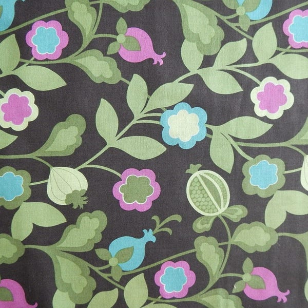 Brooklyn Heights Vine in Chocolate Raspberry by Kitty Yoshida for Benartex  Quilt Home Decor 100% Cotton by 1/2 Yard