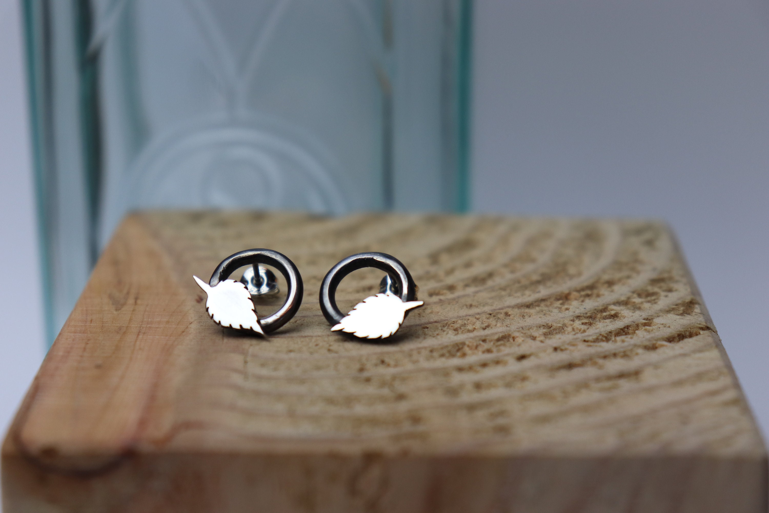 Sterling silver rose leaf earrings, rose studs, valentines day, silver roses, rose leaves, nature jewellery, nature geek, leaf studs