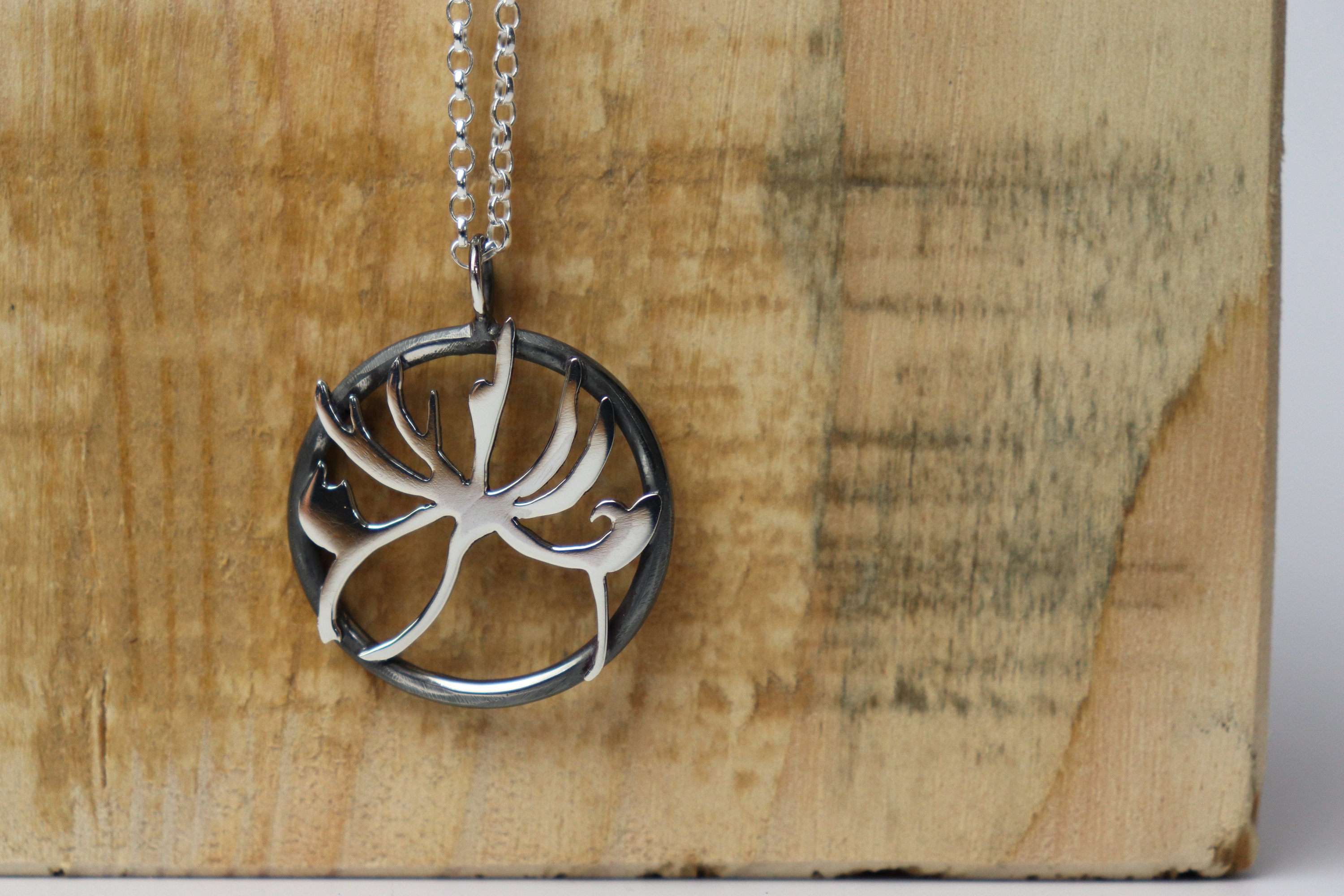 Silver Honeysuckle Pendant, honeysuckle flower, nature jewellery, english garden, forest jewellery, flower pendant, silver jewellery, garden
