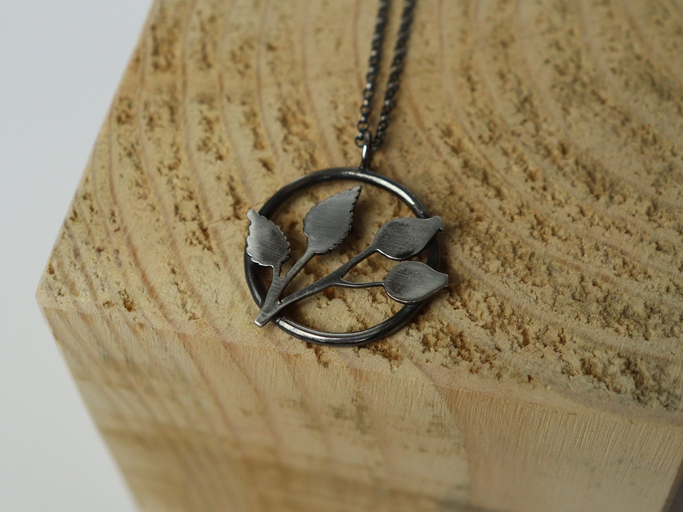 Sterling Silver Rose Leaf Pendant