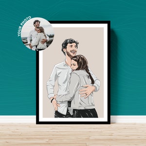 Couple Portrait, Custom Illustration, Personalised Couple Portrait, Family Portrait, Boyfriend gift, Girlfriend Gift, Friend Birthday Gift