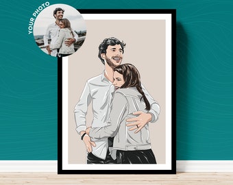 Couple Portrait, Custom Illustration, Personalised Couple Portrait, Family Portrait, Boyfriend gift, Girlfriend Gift, Friend Birthday Gift