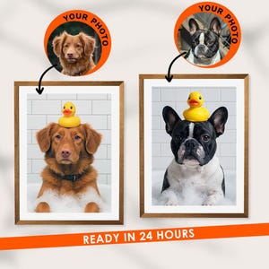 Custom Pet Portrait Photo, Funny Bathroom Art, Dog Wall Art, Dog in Toilet, Pet in Bathtub, Personalized pet gift | FAST PROCESSING