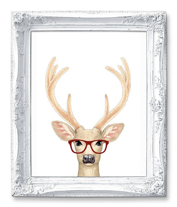 Nerd Deer Bedroom Decor Wall Art Deer Kitchen Decor Print Etsy