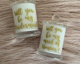 Will You Be My Bridesmaid Gift | Soy Wax Candles | Petite Candle | Will You Be My Maid Of Honour | Black or White