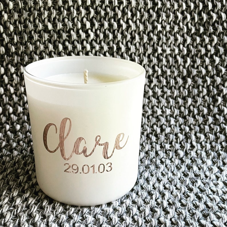 Personalised Soy Wax Candle Handmade Customise Your Name Gold Font Silver Font White Font Gifts Wedding Day image 5