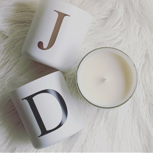 Monogrammed Vogue Soy Candle Black White Home Decor Candle Gift Idea Present Your Choice of Letter image 1