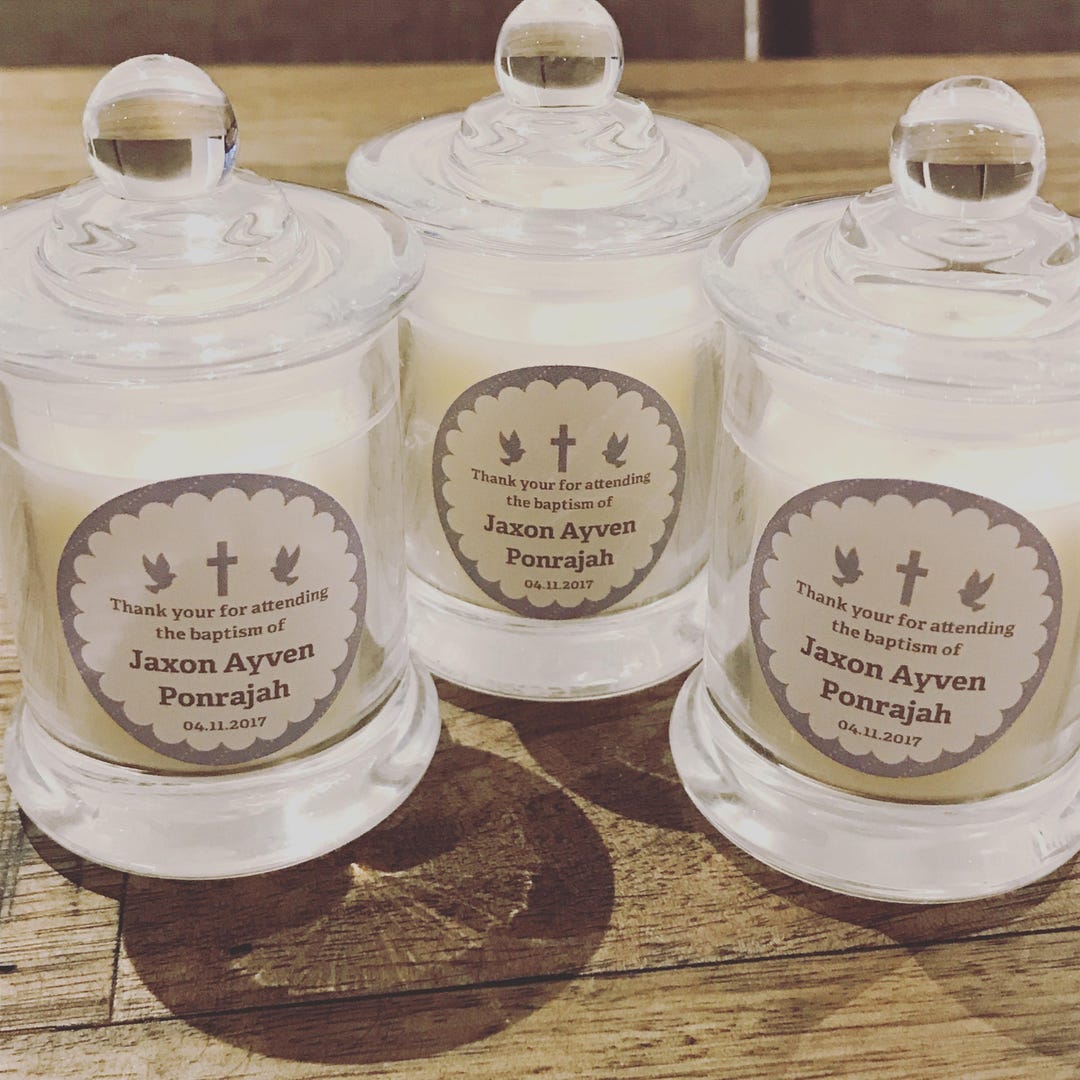 30 Baptism Favour Candles Bonbonniere Soy Wax Clear Etsy Australia