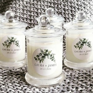 80 Wedding Favour Candles | Bonbonniere | Soy Wax | Clear Petite Danube | Personalised | Custom Label | Party Favours