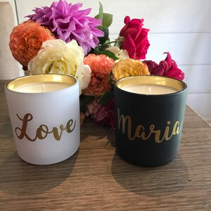 Personalised Soy Wax Candle Handmade Customise Your Name Gold Font Silver Font White Font Gifts Wedding Day image 7