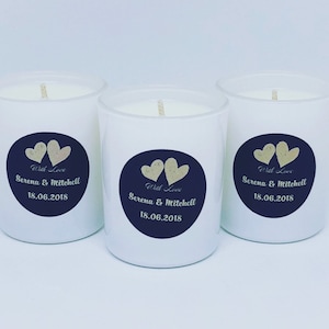 50x Wedding Favour Candles | Bonbonniere | Soy Wax | Black | White | Votive | Personalised | Custom Label | Party Favours