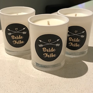Bride Tribe | Soy Wax Candle | Small Votive | Bridesmaid | Maid Of Honour | Bridal Shower | Kitchen Tea | Black | White |
