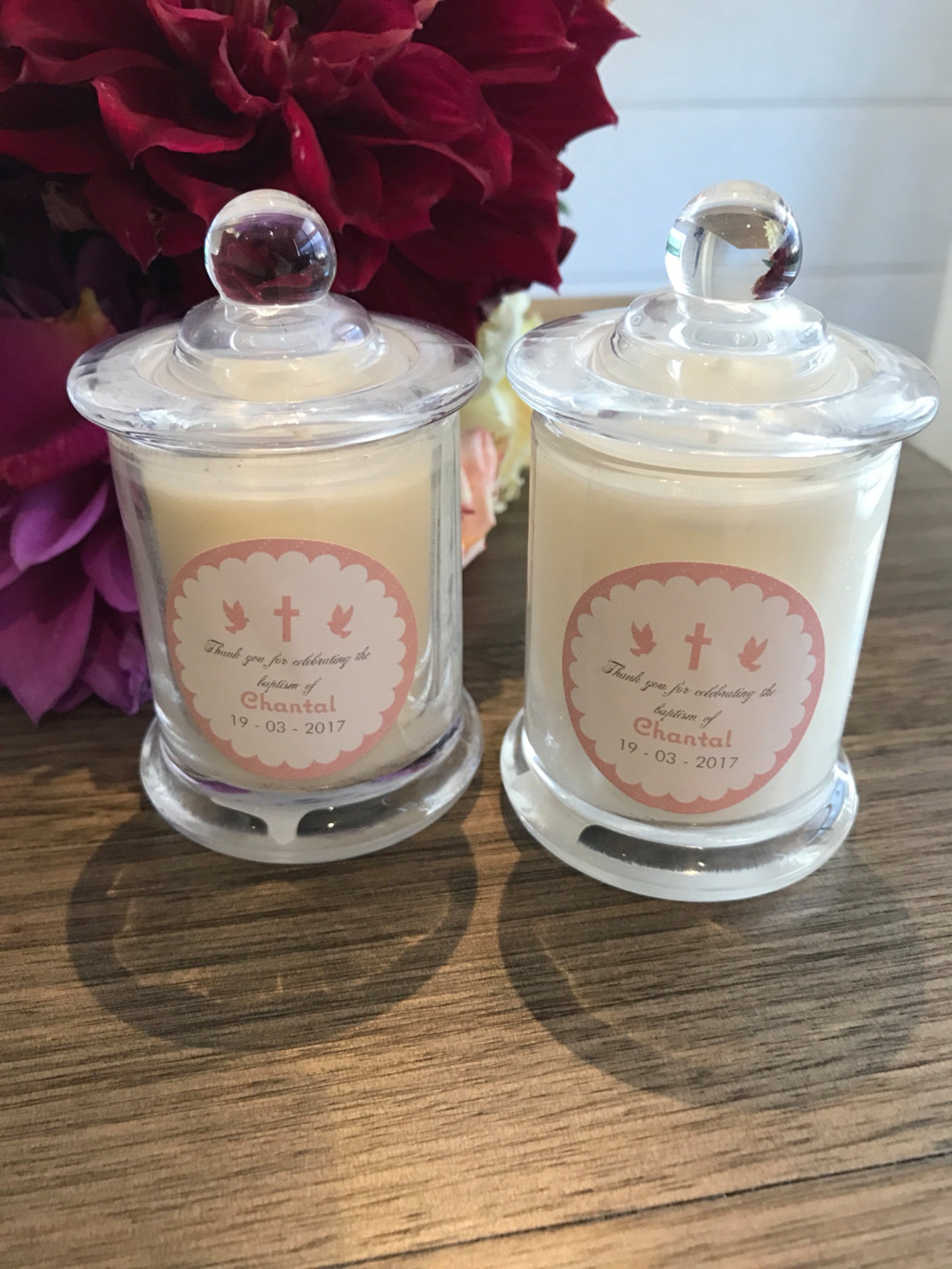 50x Baptism Favour Candles Bonbonniere Soy Wax Clear Etsy Italia