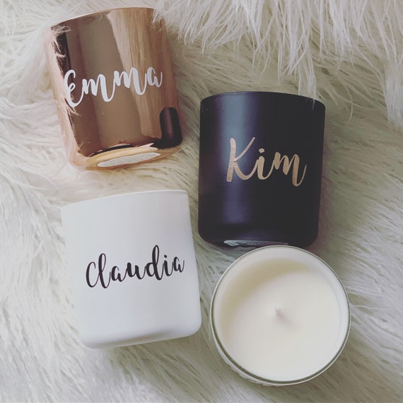Personalised Soy Wax Candle Handmade Customise Gold Etsy