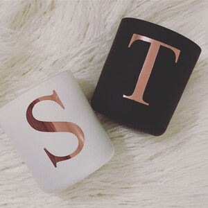 Monogrammed Vogue Soy Candle Black White Home Decor Candle Gift Idea Present Your Choice of Letter image 3