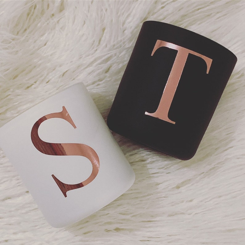 Monogrammed Vogue Soy Candle Black White Home Decor Candle Gift Idea Present Your Choice of Letter image 3