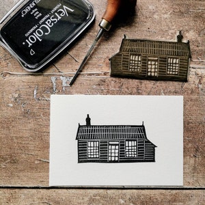 Prospect Cottage Dungeness  Postcard - Handprinted Cabin Postcard - Hut Postcard - Handmade Postcard Print