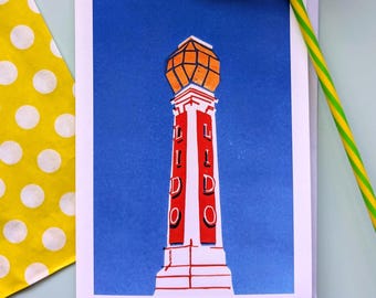 The Lido, Margate Greeting Card - Reproduced from an original linoprint