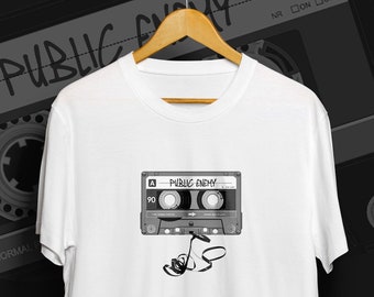 Public Enemy Cassette 80's Hip-Hop Tshirt | HipHop Legends Shirt | 90's Mixtape Tee | Public Enemy Fan Gift Shirt Graphic Tape Print T-Shirt
