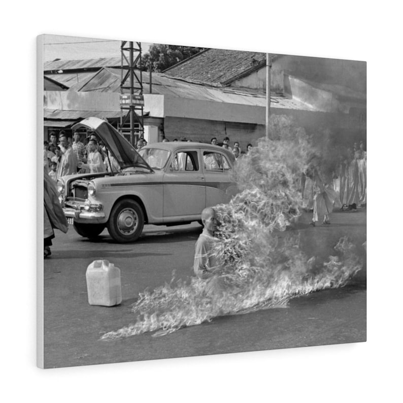 Freedom Fighter The Burning Monk Protestor in Saigon 1963 self-immolation Canvas Gallery Wraps image 1