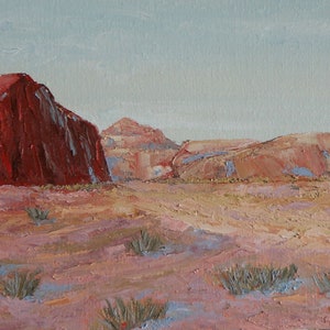 Original Oil Painting on Canvas Board Landscape &quot;Red Rocks, Gallup, New Mexico&quot; 9&quot; x 12&quot;