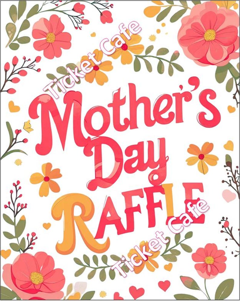 Mum Raffle Printable Mother's Day Raffle Tickets and Sign, Instant Download Prize ...