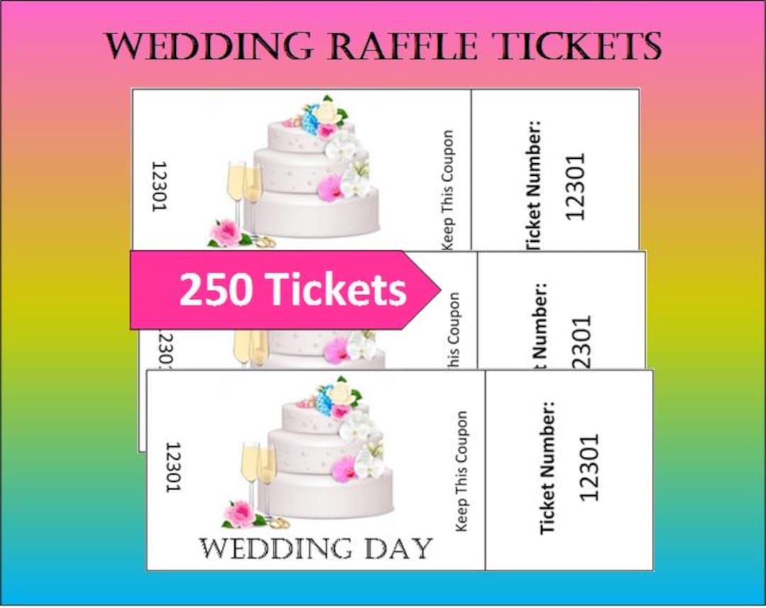 Wedding Raffle Tickets (instant Download), 250 Printable Fundraiser ...