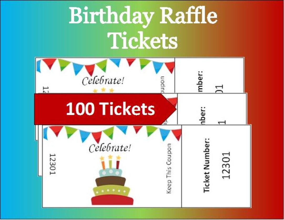 Birthday Raffle Tickets (instant Download), Printable Numbered Raffle ...