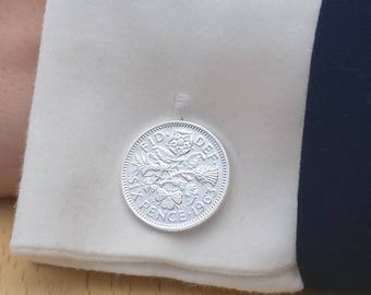 1963 Sixpence - Silver Plated Coin Cufflinks