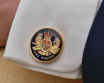 2015 One Pound - Enamelled Coin Cufflinks