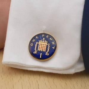 1986 One Penny - Enamelled Coin Cufflinks