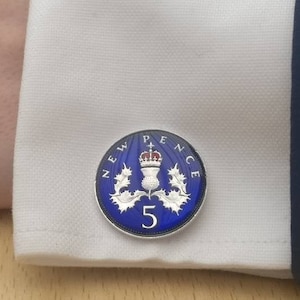 1970 Five Pence - Abotoaduras de moedas esmaltadas