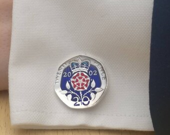 2002 Twenty Pence Enamelled Coin Cufflinks