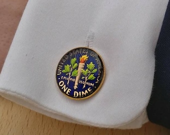 USA Dime - Enamelled Coin Cufflinks