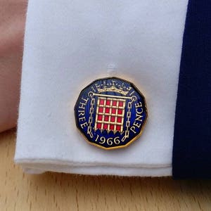 1966 Dreigroschen - Emaillierte Münze Manschettenknöpfe