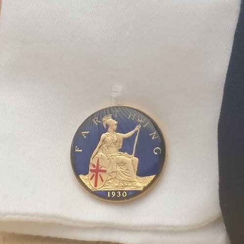 1930 George V outlets Farthing - Enamelled Coin Cufflinks
