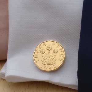 1943 Threepenny - Gold Plated Coin Cufflinks