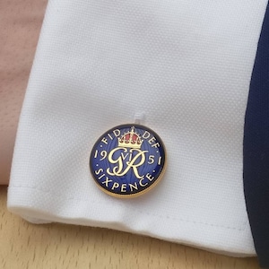 1951 George VI Sixpence Cufflinks