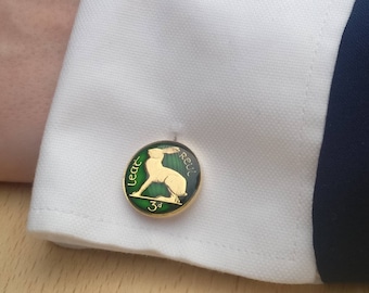 Irish Threepenny - Enamelled Coin Cufflinks